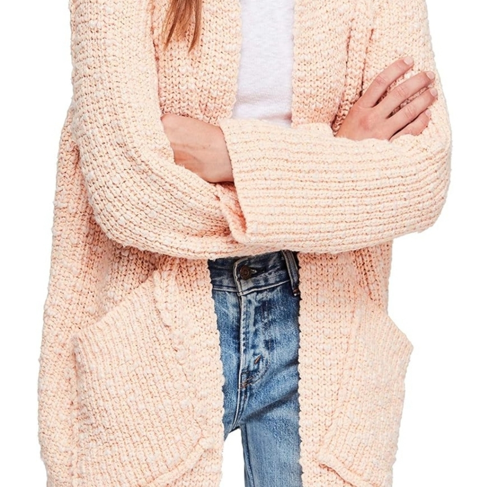 Free People Waterfront Cardigan Sweater Peach Size Small